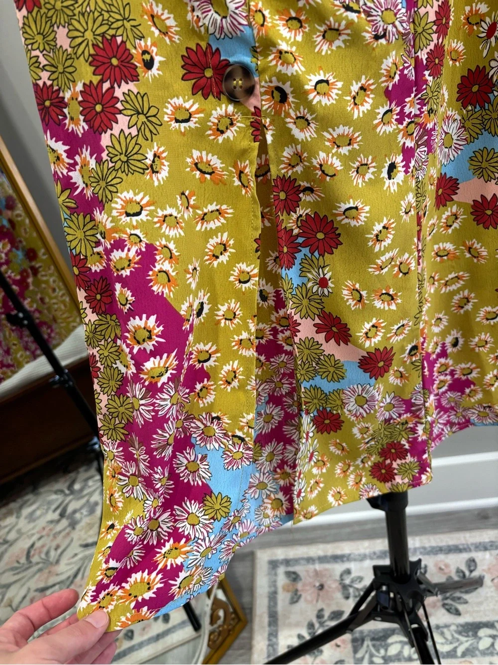 Floral A-Line Midi Skirt with Side Slit